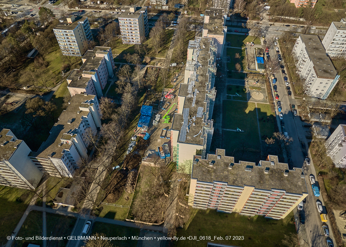 07.02.2023 - Luftbilder von der Sanierung in der Kurt-Eisner-Straße in Neuperlach